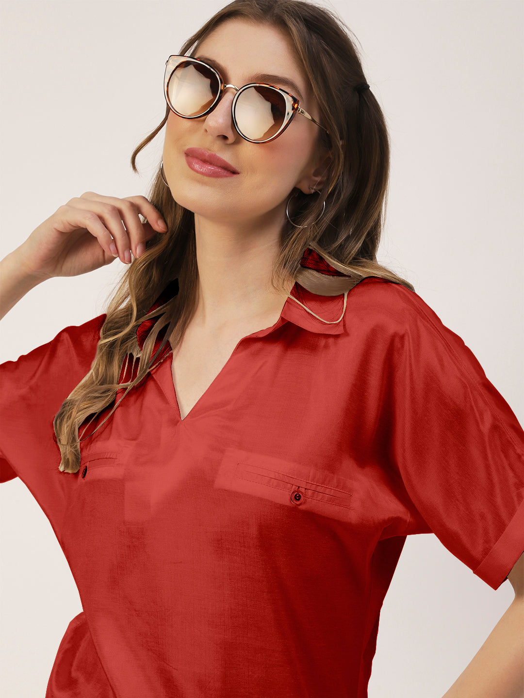 Solid Collar Summer Top