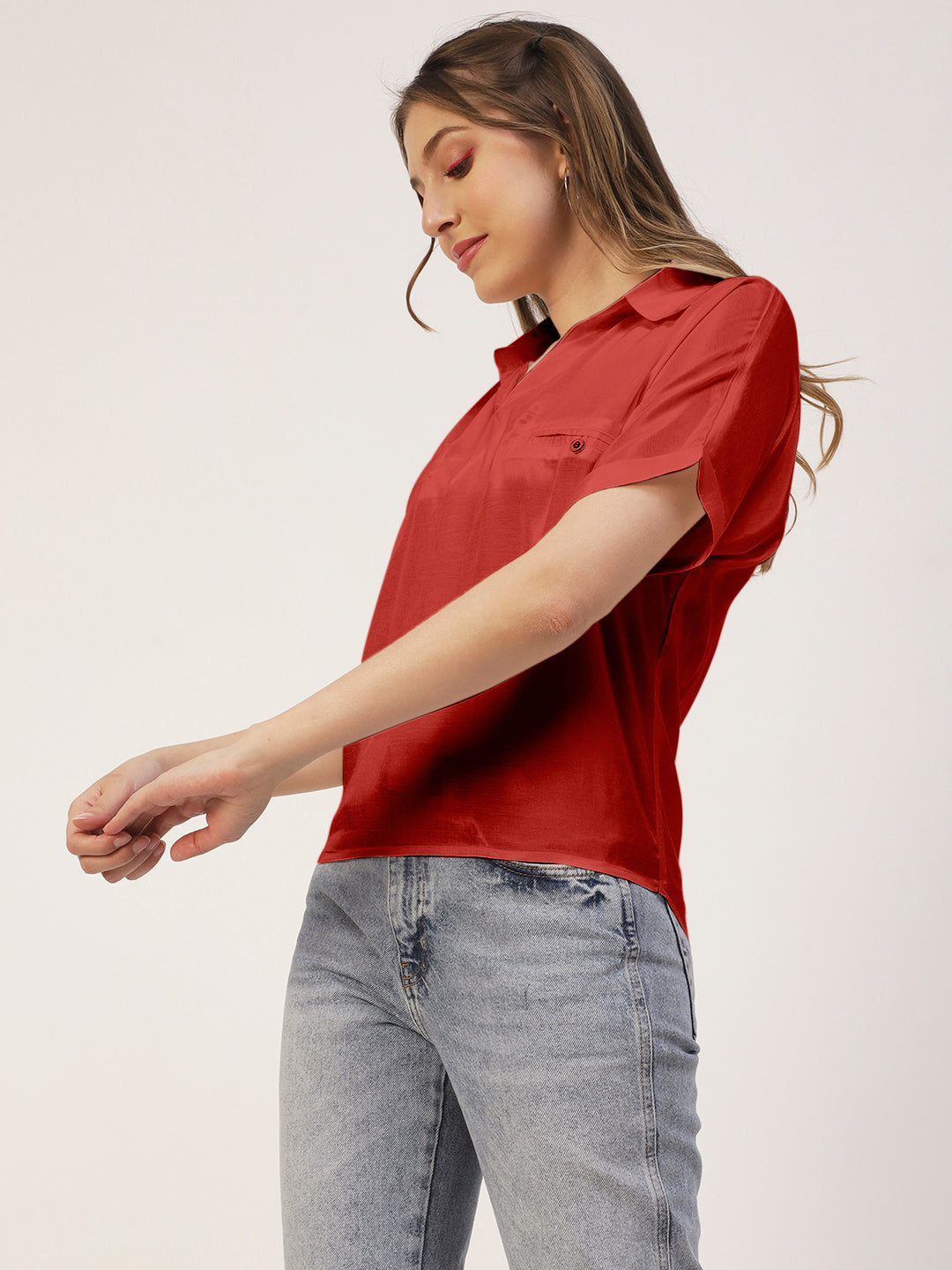 Solid Collar Summer Top