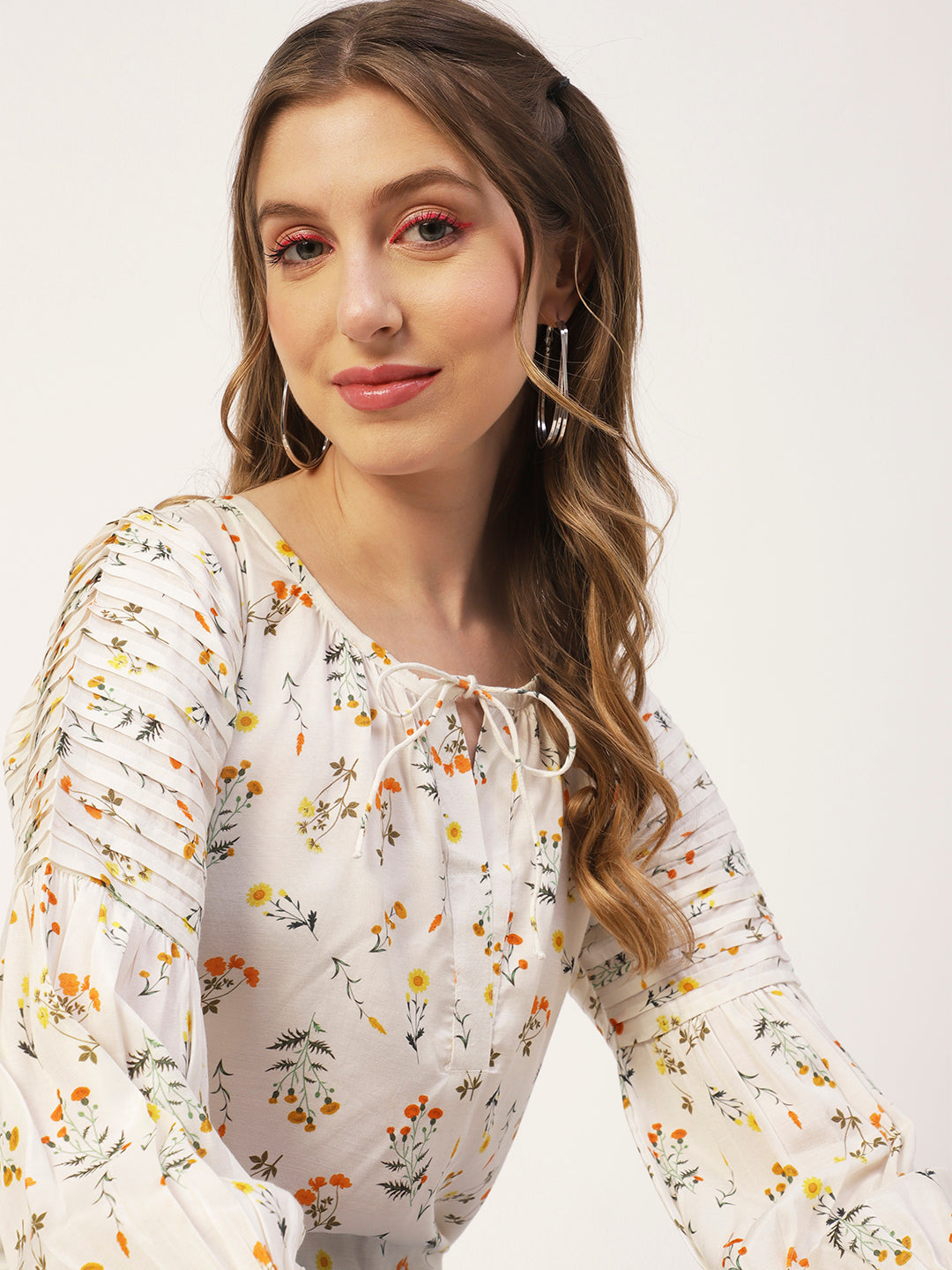 Printed Balloon Tie-Up Top