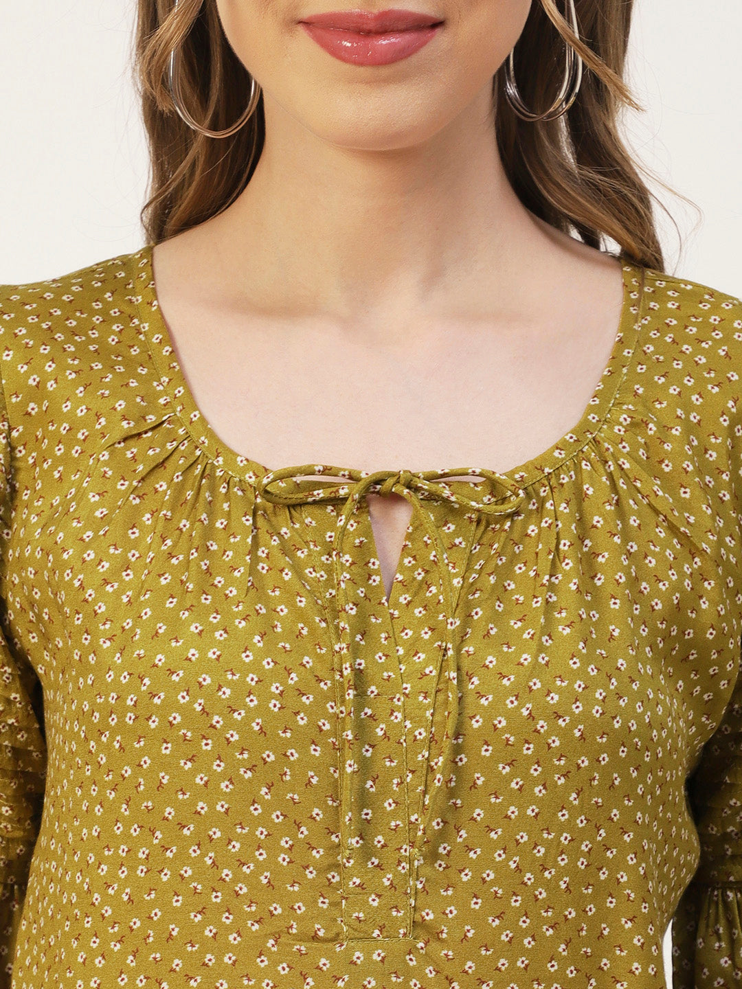 Printed Balloon Tie-Up Top