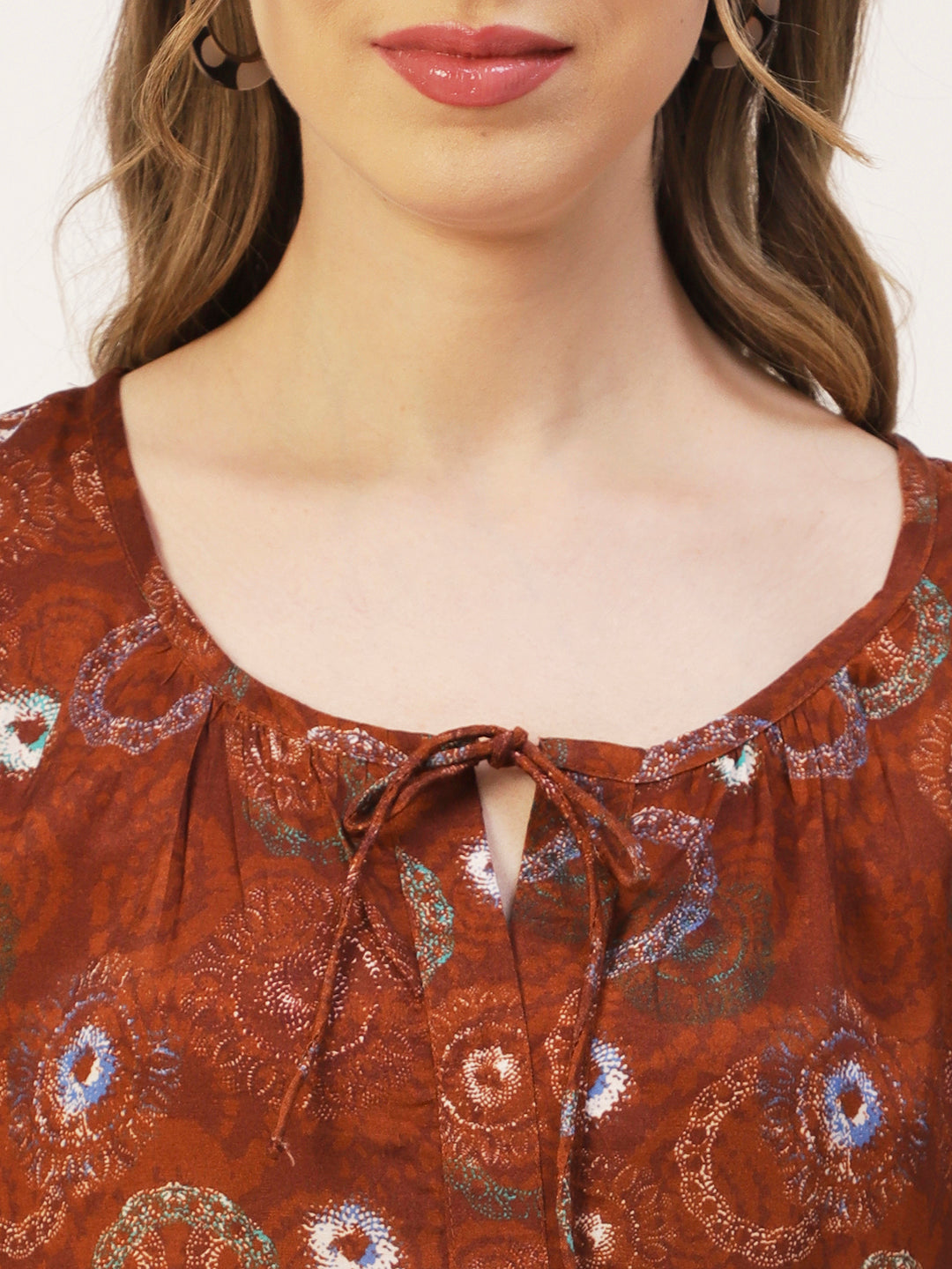 Printed Balloon Tie-Up Top