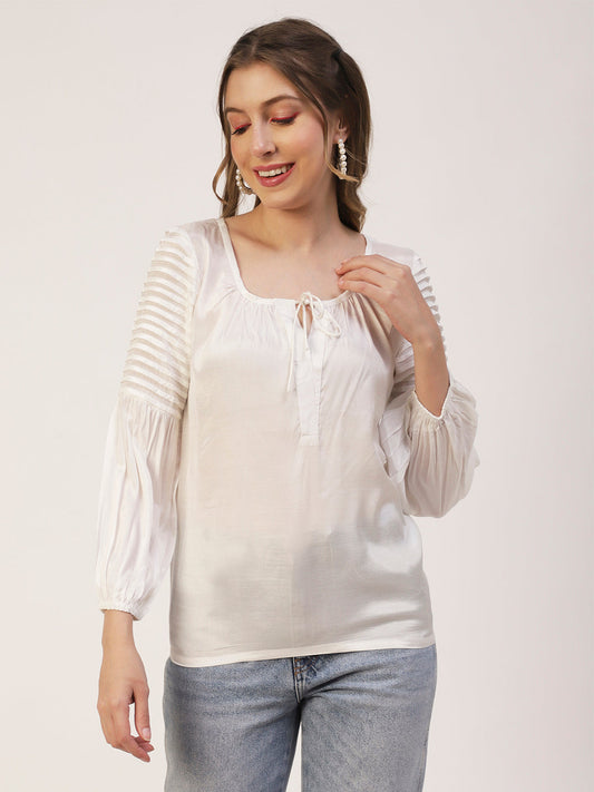 Printed Balloon Tie-Up Top