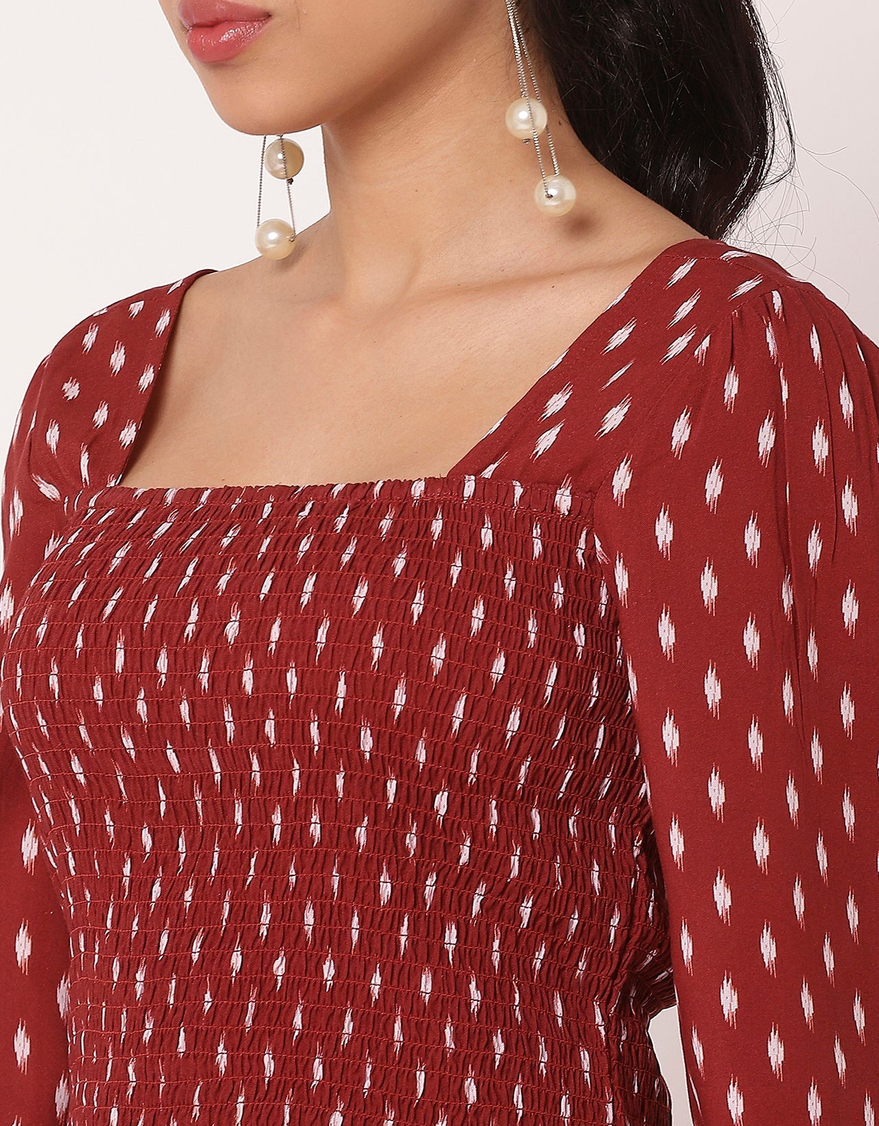 Women's Square Neck Crop Long Sleeves Summer Top