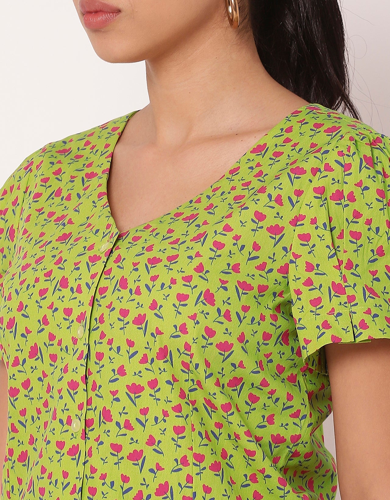 Printed Short Sleeve Casual Top Shirt For Women