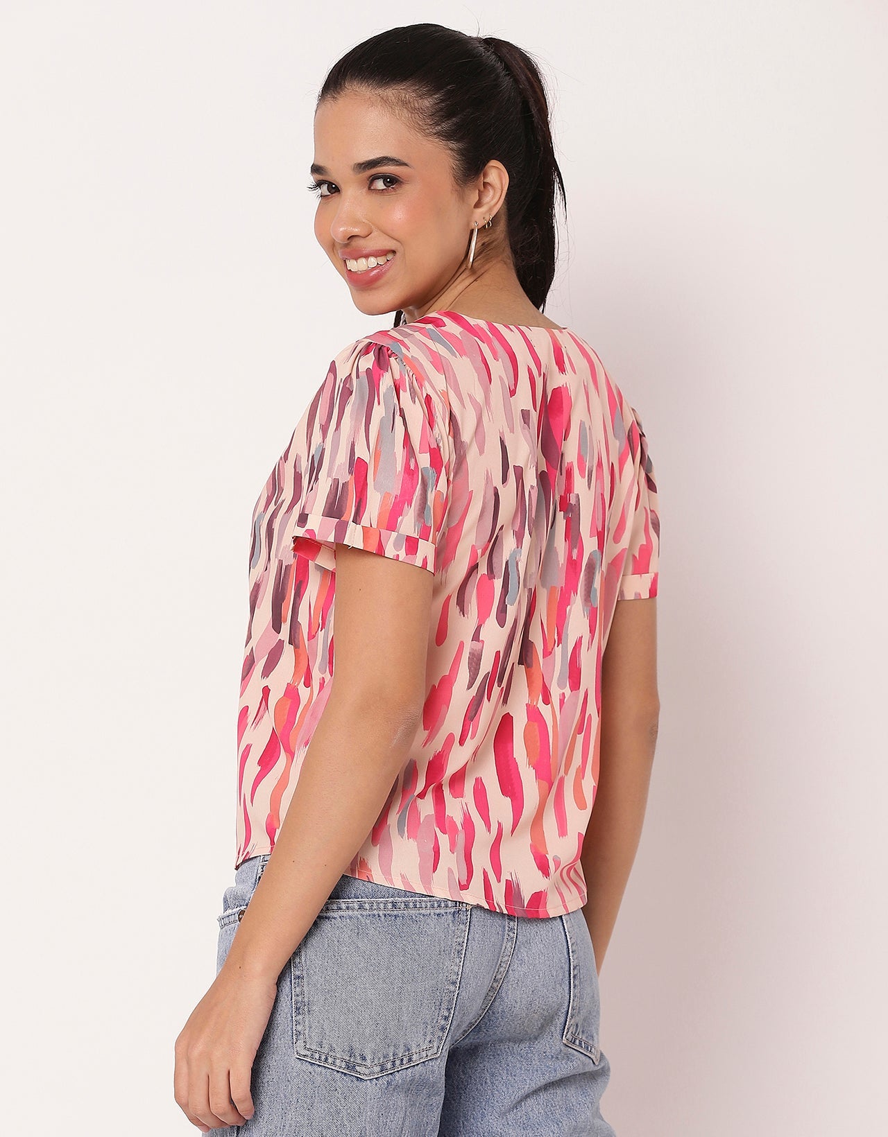 Printed Tops For Women V Neck Regular Fit Top