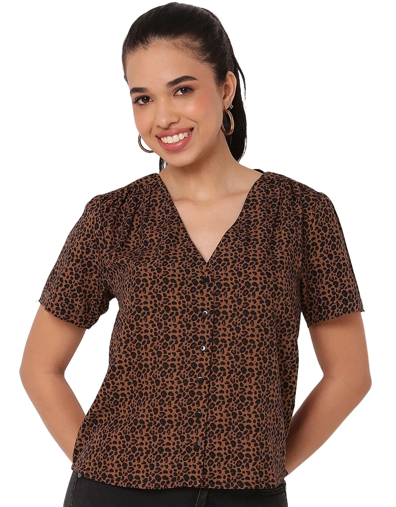 Printed Tops For Women V Neck Regular Fit Top