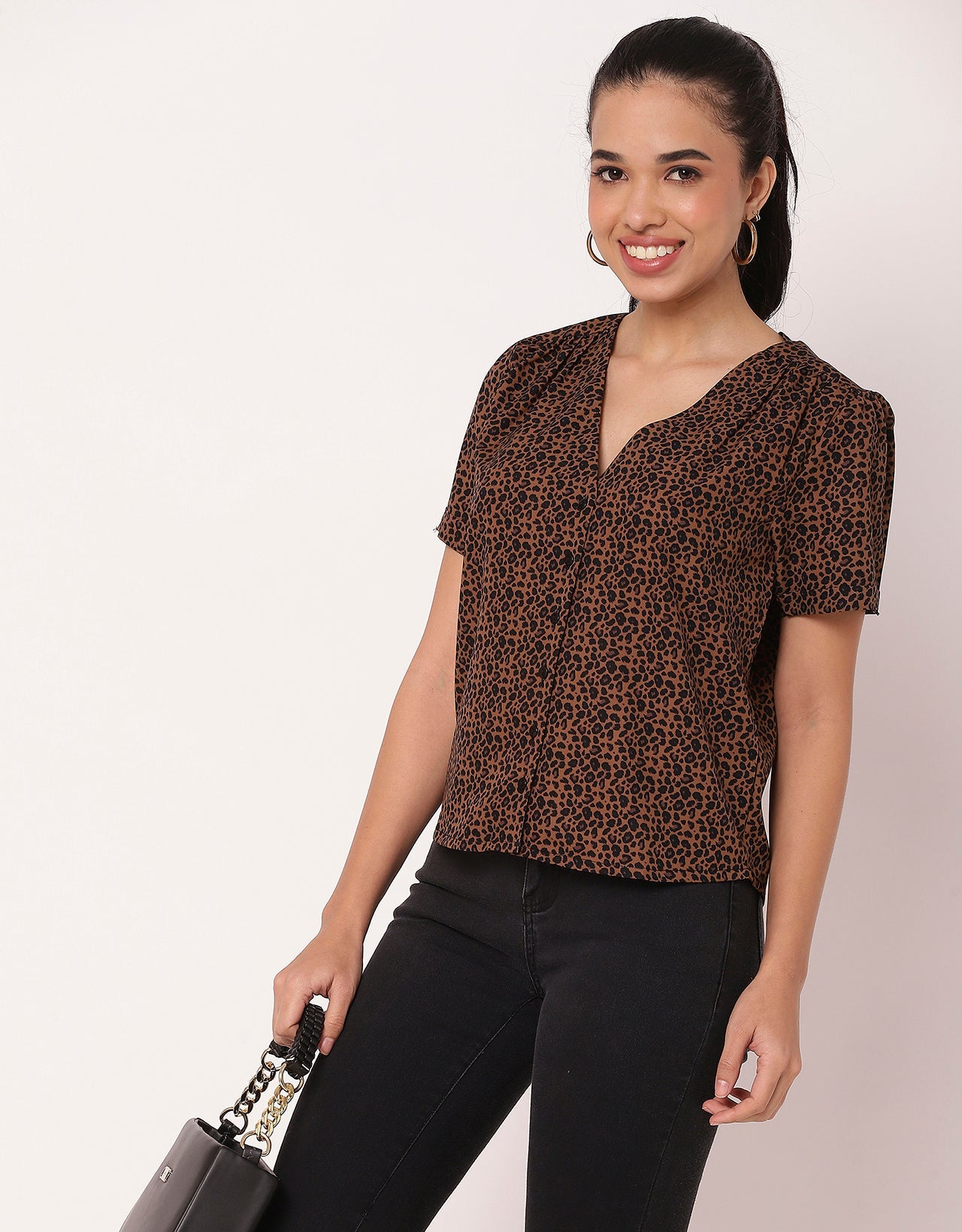 Printed Tops For Women V Neck Regular Fit Top