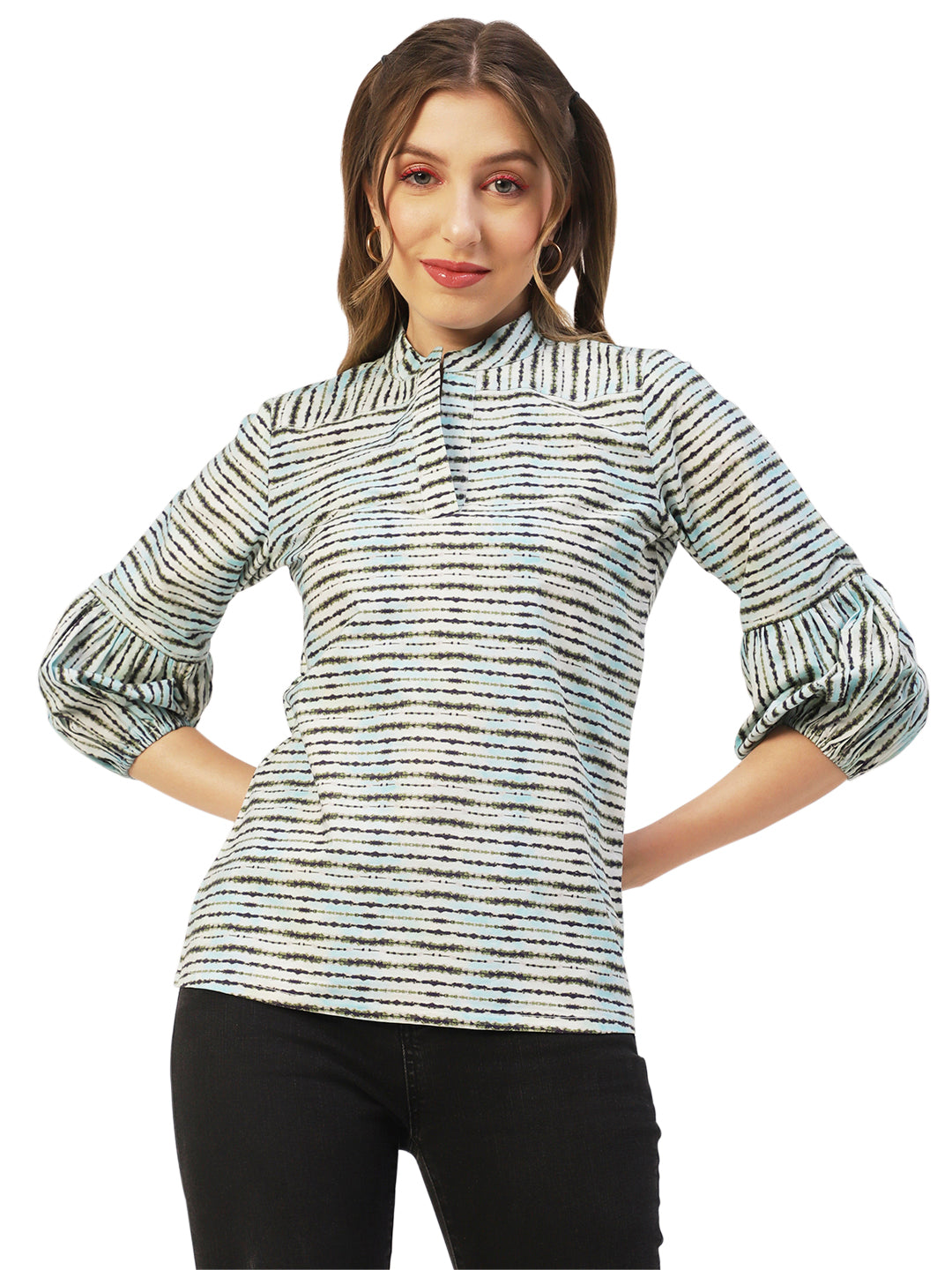 Printed Mandarin Formal Top