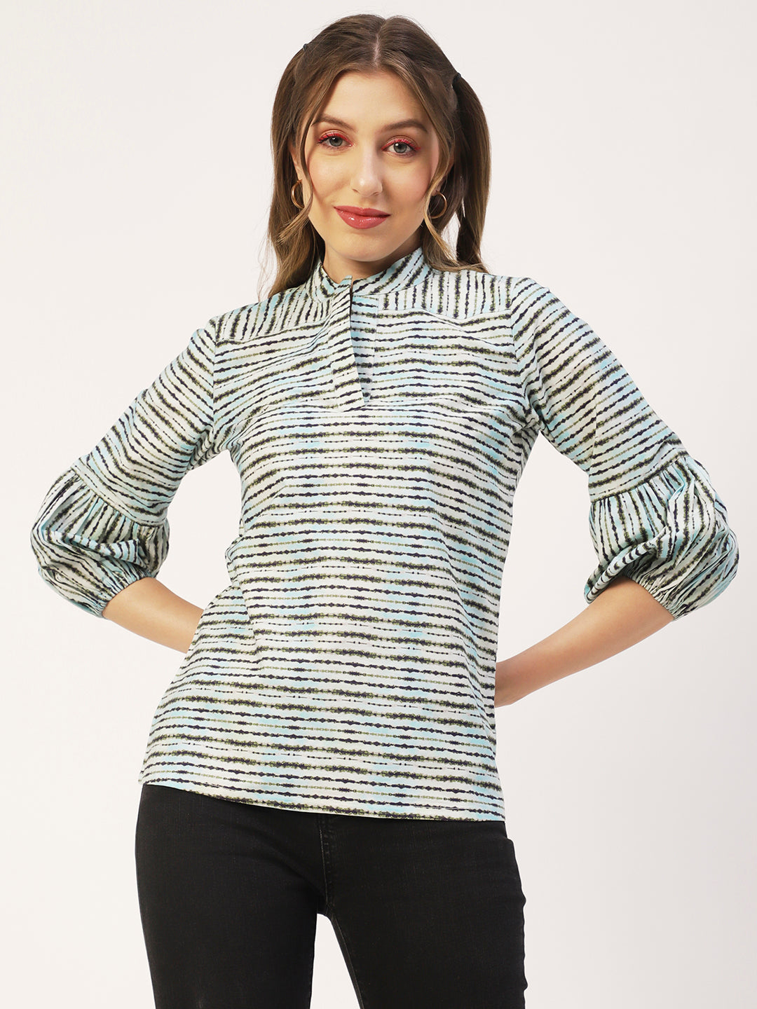 Printed Mandarin Formal Top