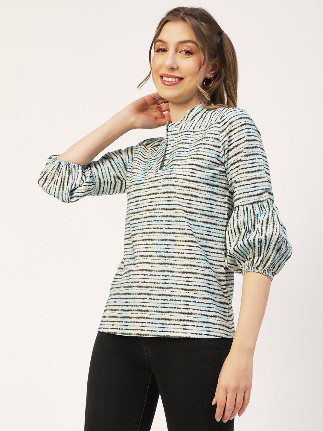 Printed Mandarin Formal Top