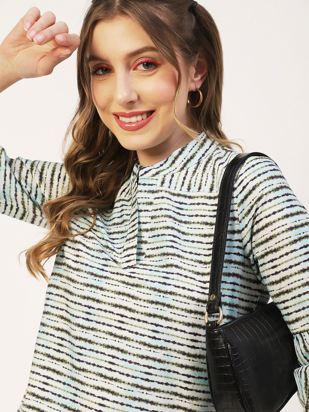 Printed Mandarin Formal Top