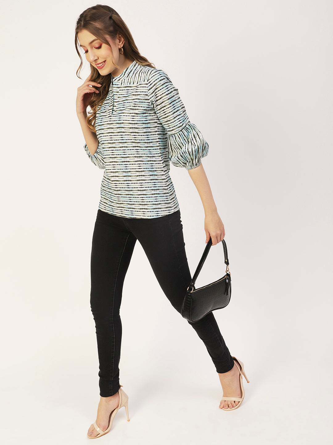 Printed Mandarin Formal Top