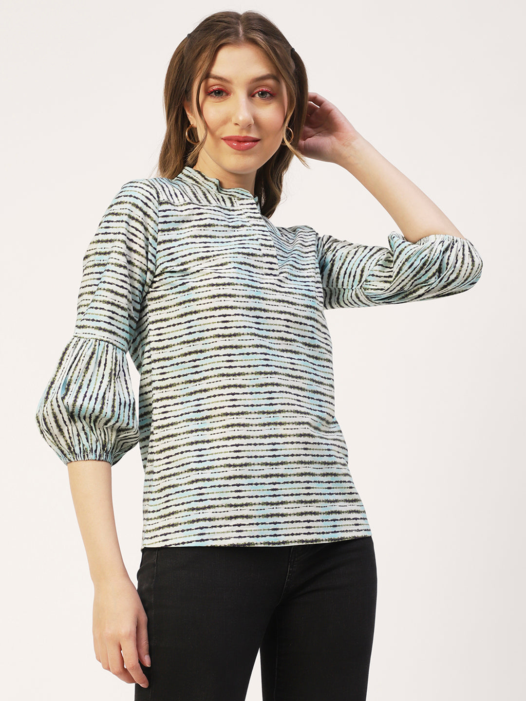 Printed Mandarin Formal Top