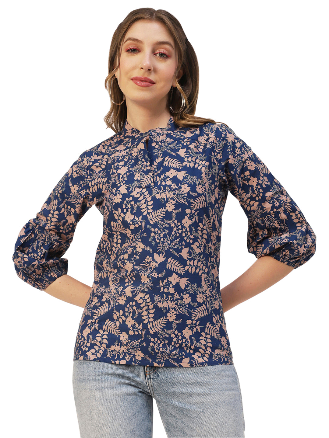 Printed Mandarin Formal Top