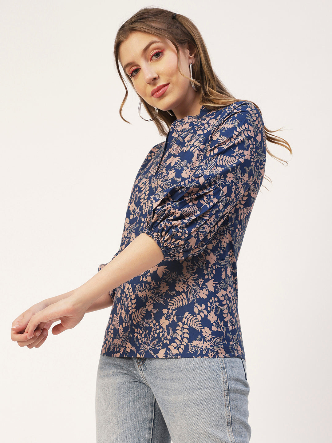Printed Mandarin Formal Top