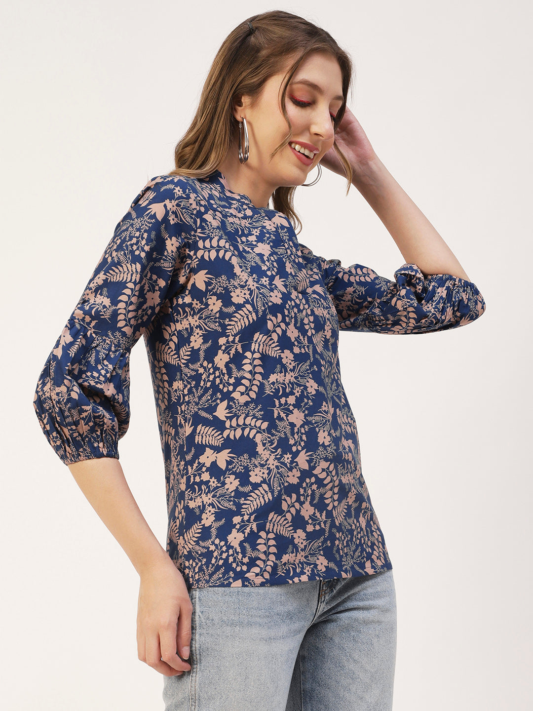 Printed Mandarin Formal Top