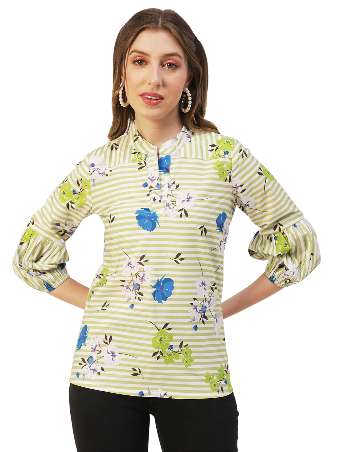 Printed Mandarin Formal Top