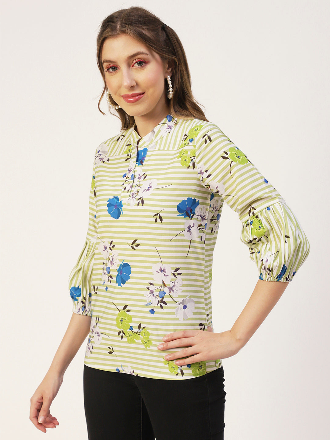 Printed Mandarin Formal Top