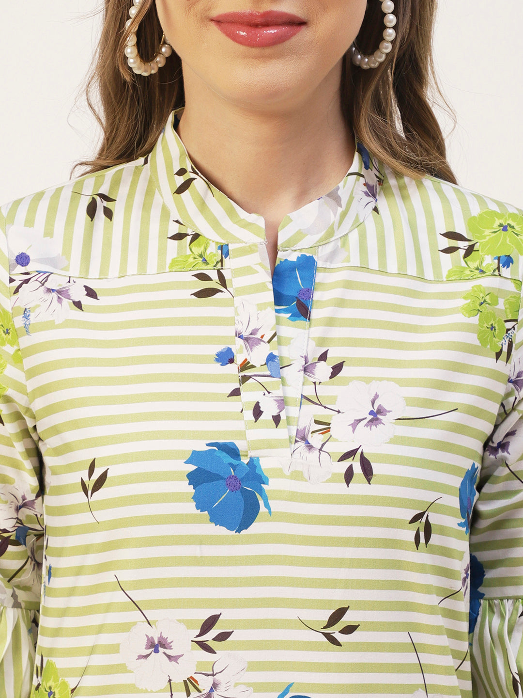 Printed Mandarin Formal Top