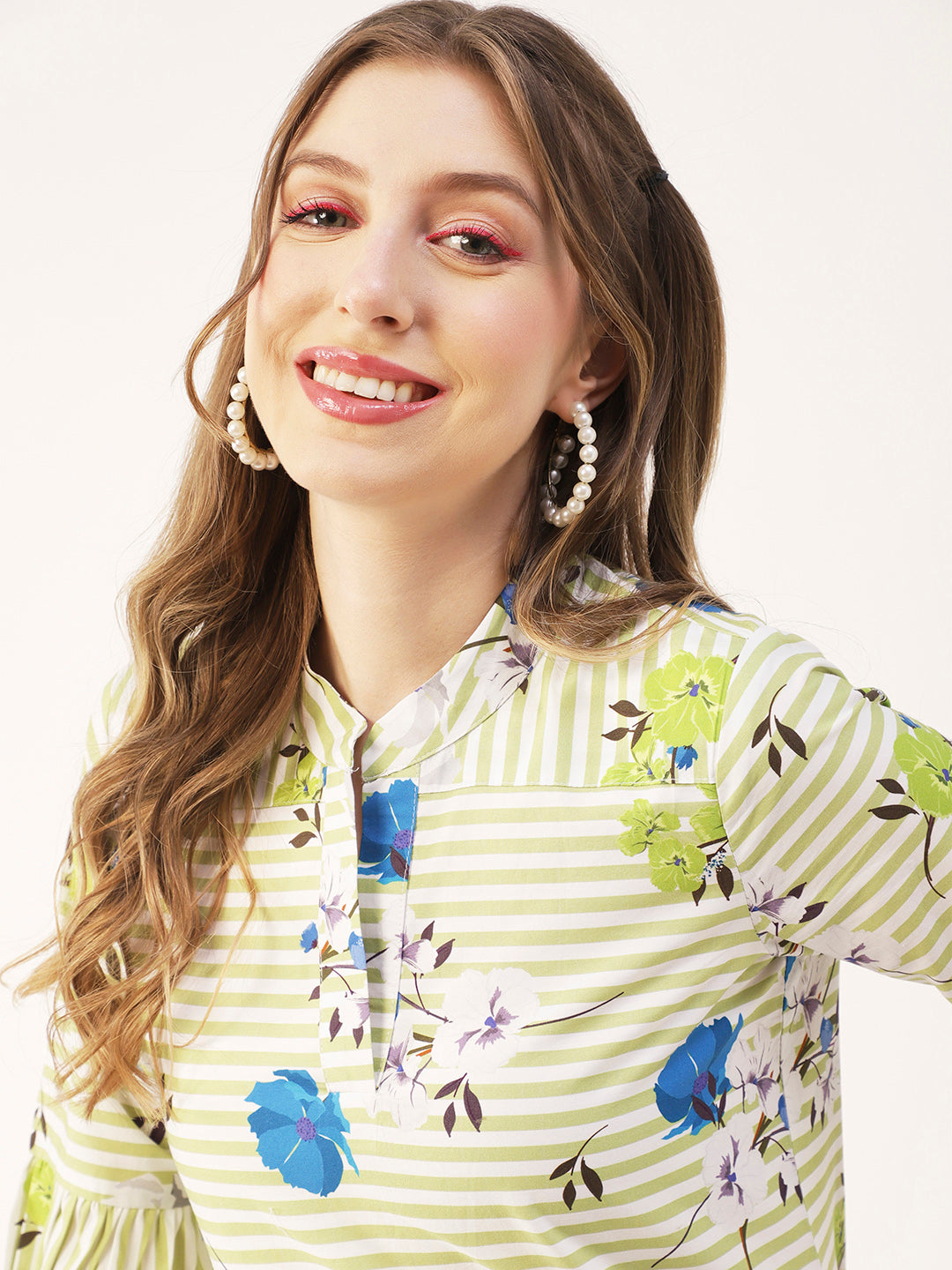 Printed Mandarin Formal Top