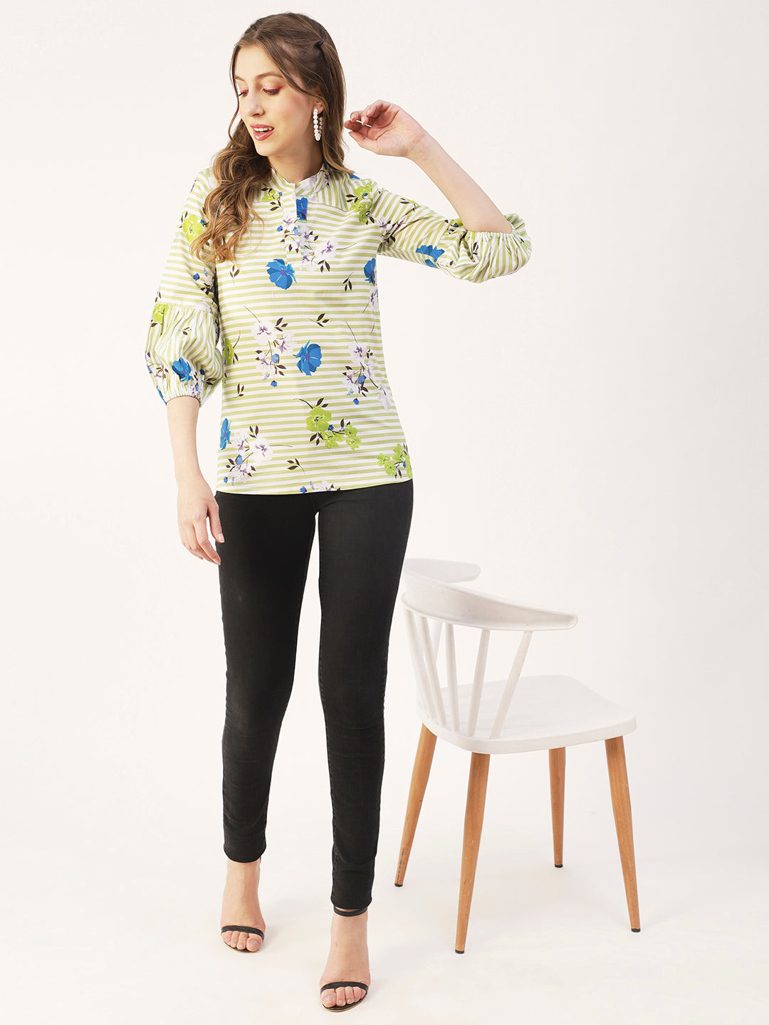 Printed Mandarin Formal Top