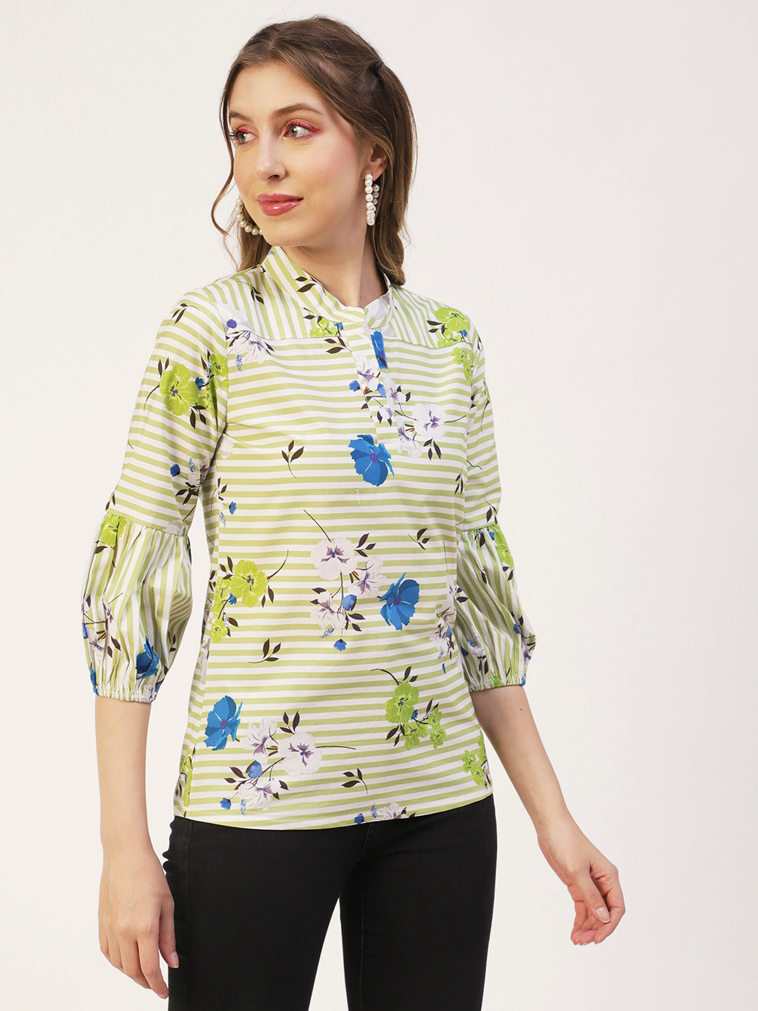 Printed Mandarin Formal Top
