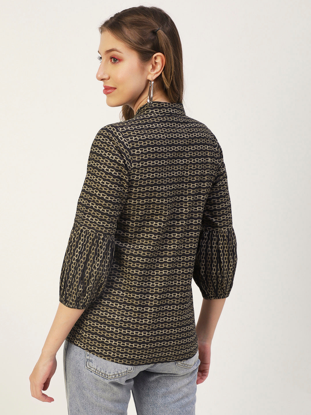 Printed Mandarin Formal Top
