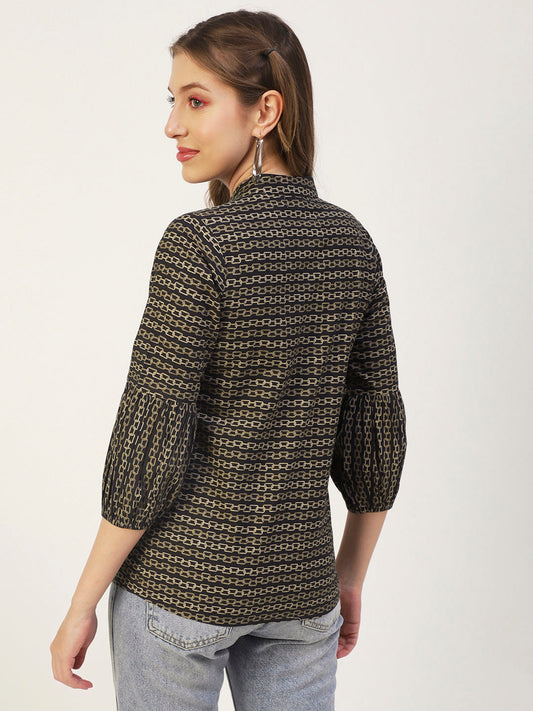 Printed Mandarin Formal Top