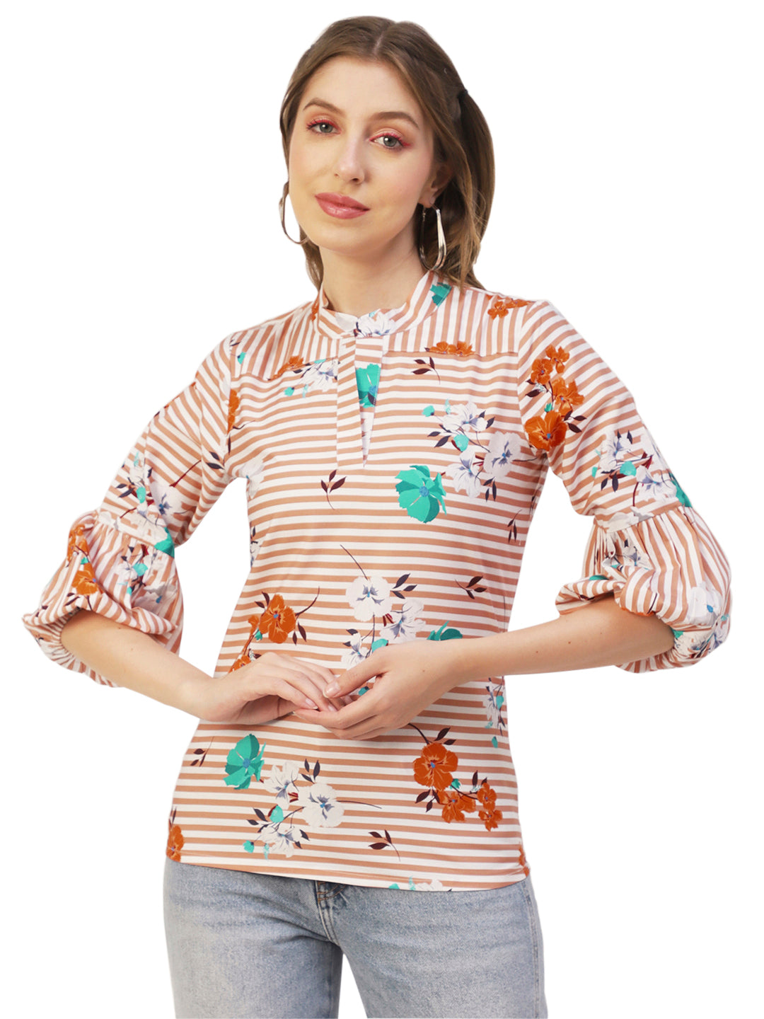 Printed Mandarin Formal Top