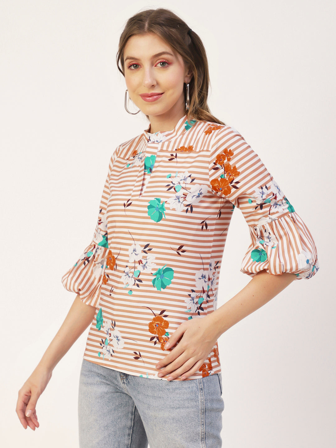 Printed Mandarin Formal Top