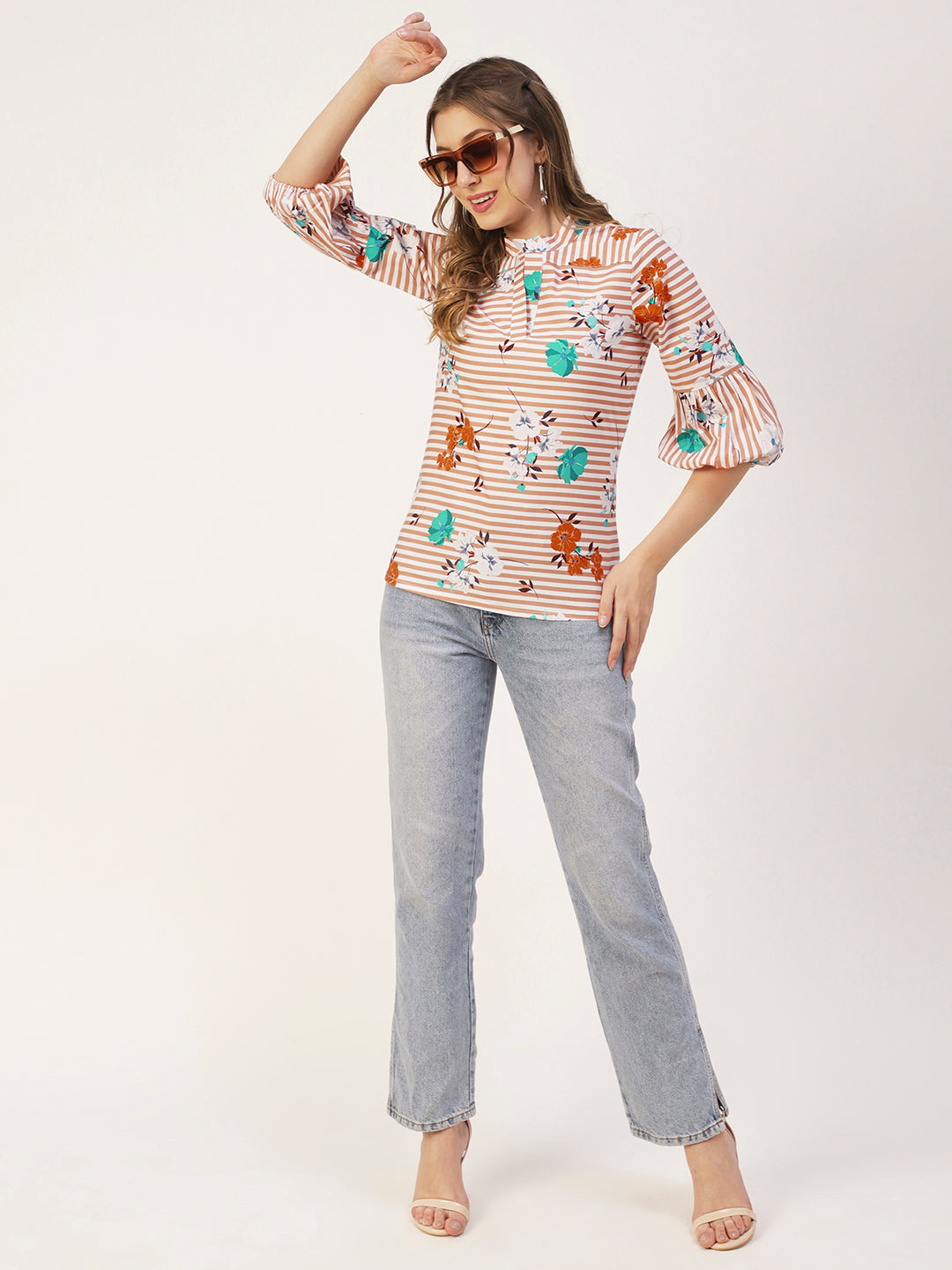Printed Mandarin Formal Top
