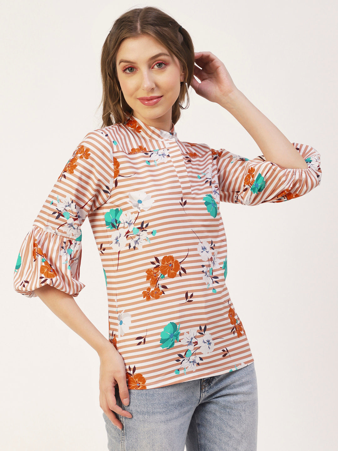 Printed Mandarin Formal Top