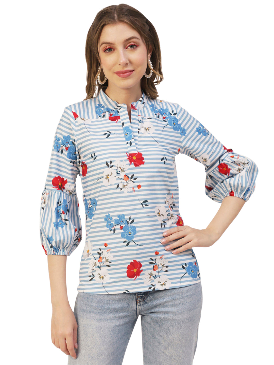 Printed Mandarin Formal Top