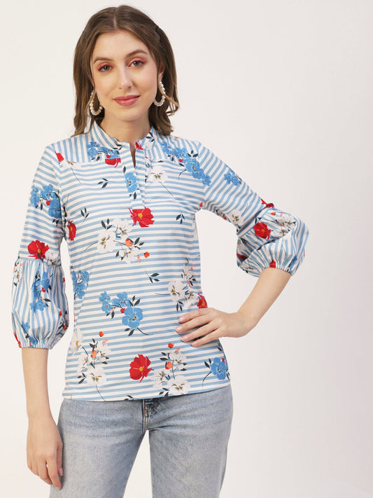 Printed Mandarin Formal Top