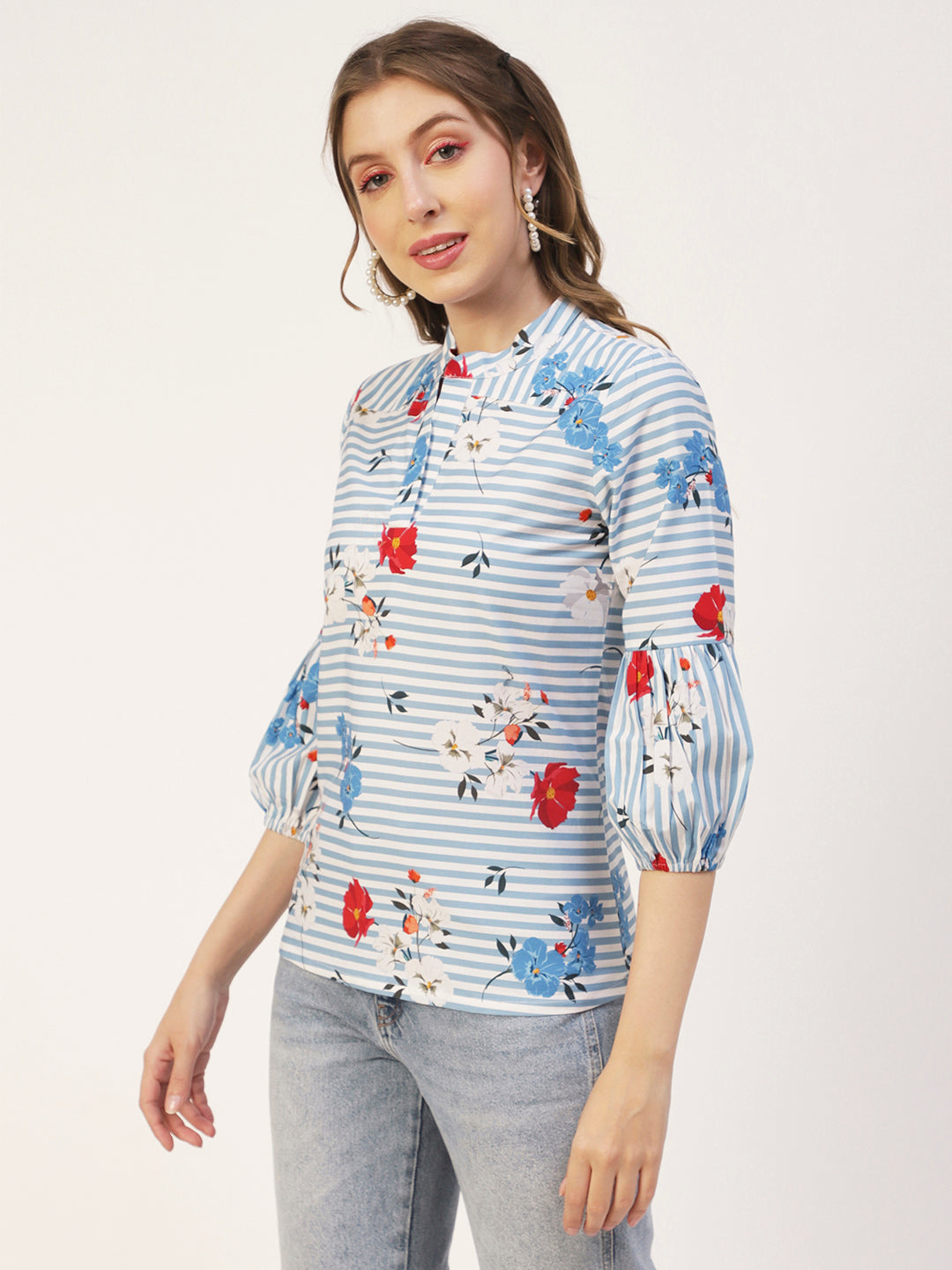 Printed Mandarin Formal Top