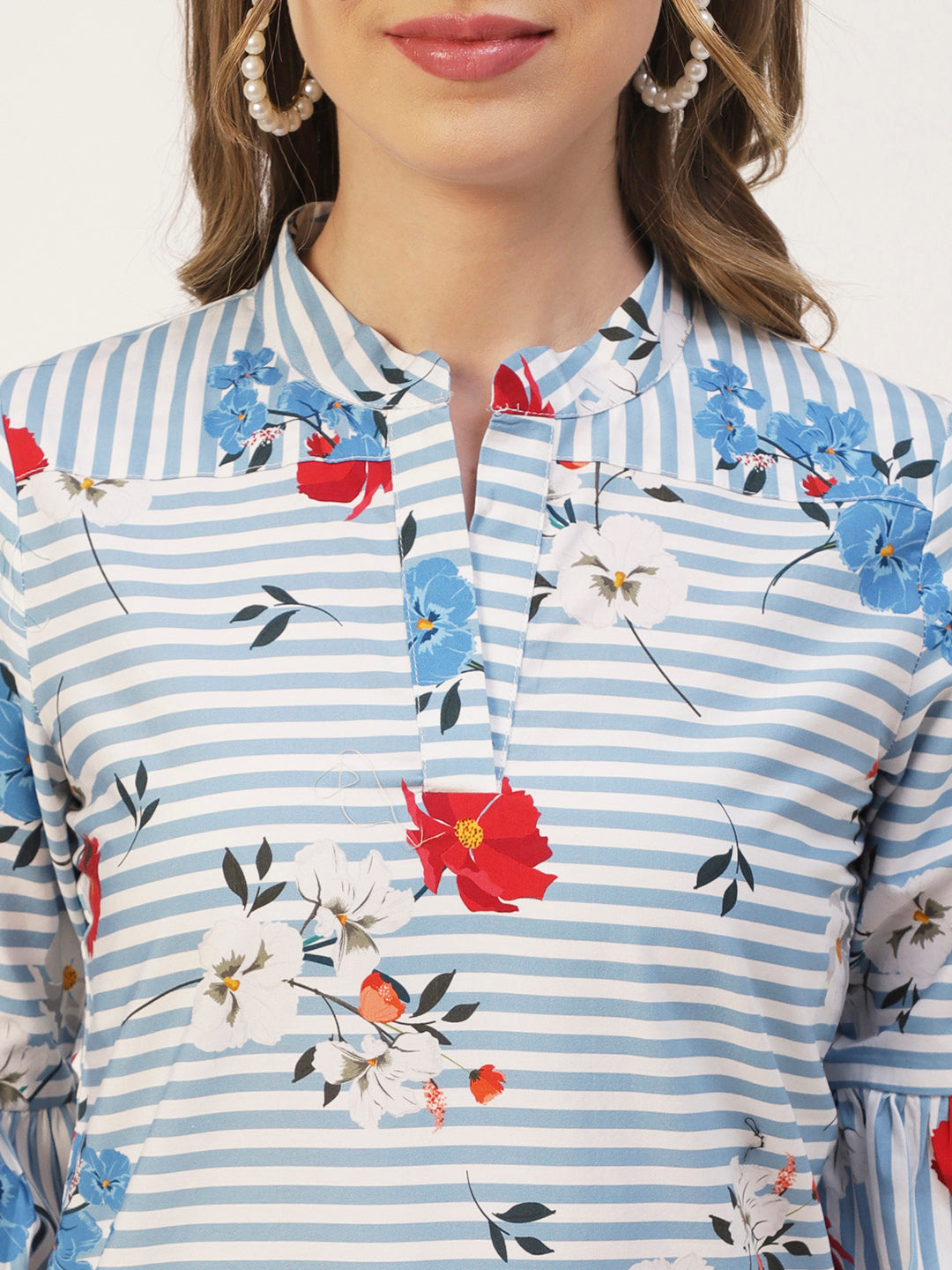 Printed Mandarin Formal Top
