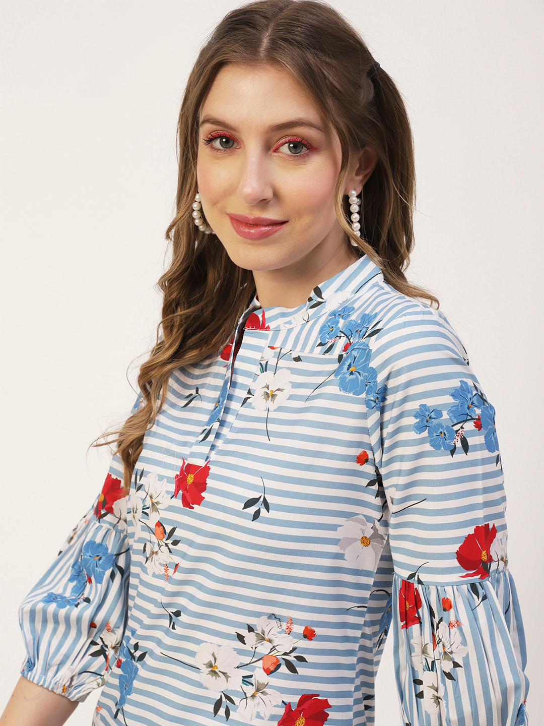 Printed Mandarin Formal Top