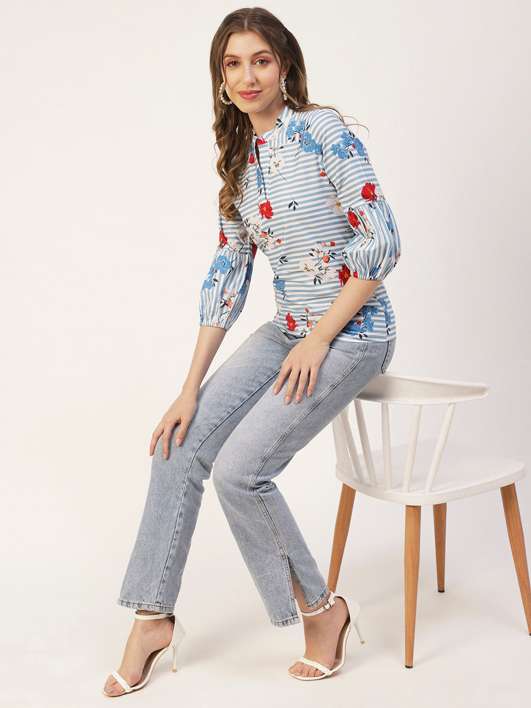 Printed Mandarin Formal Top
