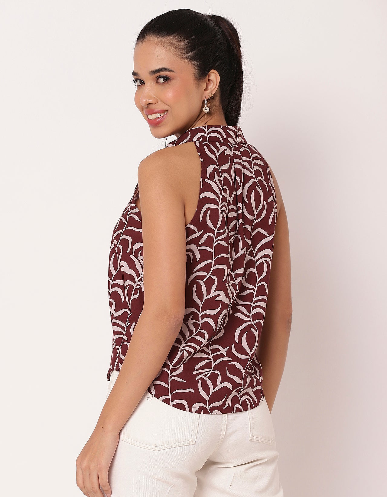 Sleeveless Halter Neck Printed Loose Women's Top