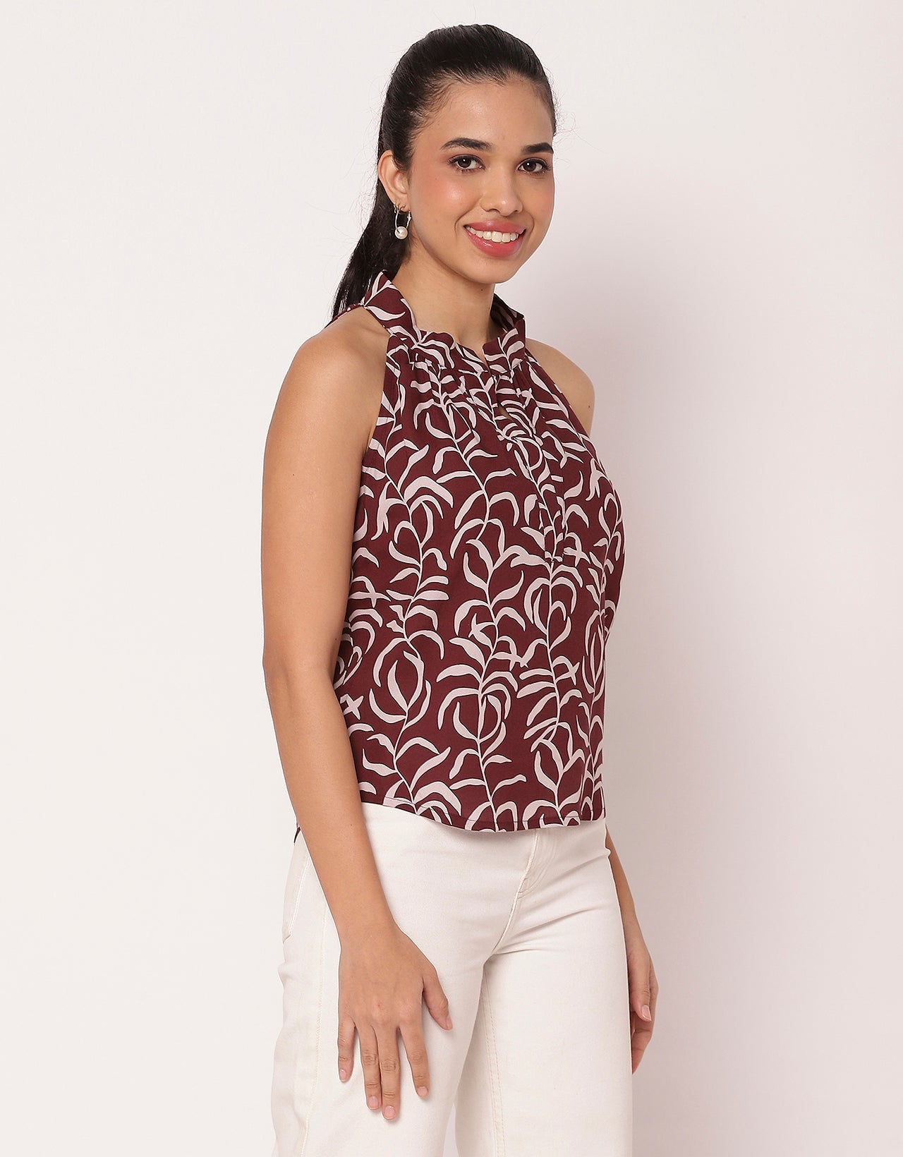 Sleeveless Halter Neck Printed Loose Women's Top