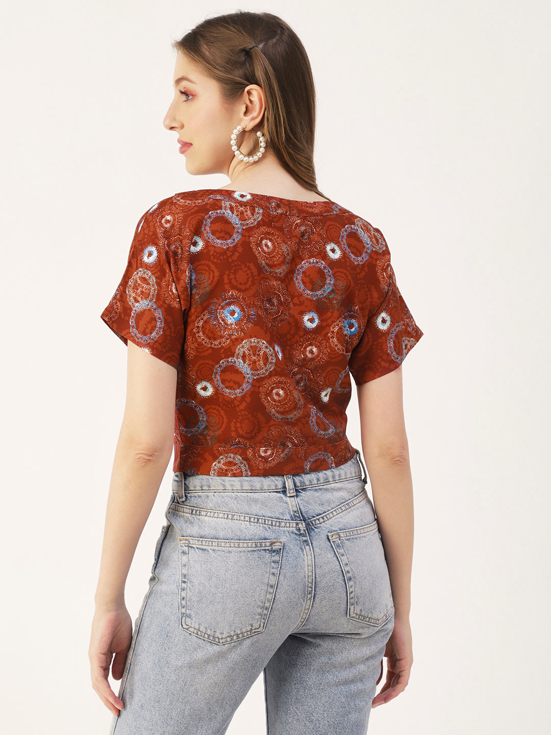 Printed Front Knot Crop