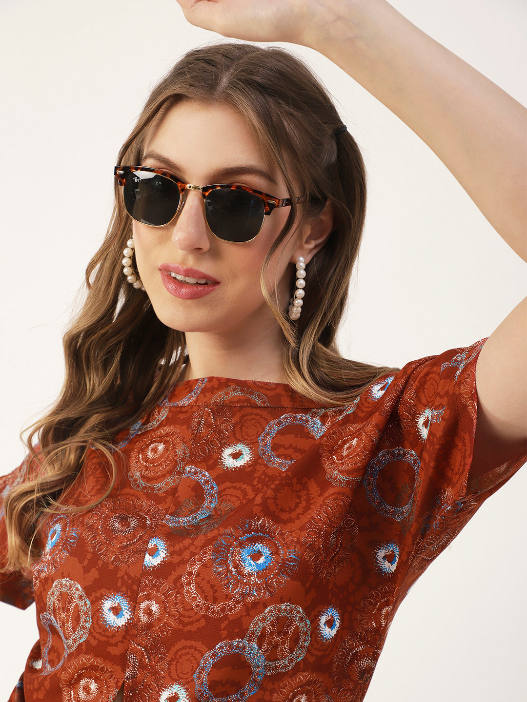 Printed Front Knot Crop