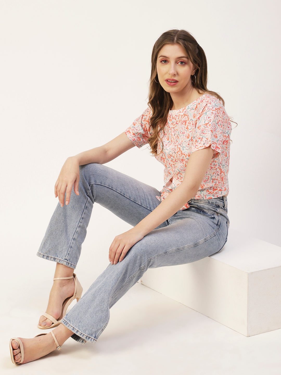 Printed Front Knot Crop