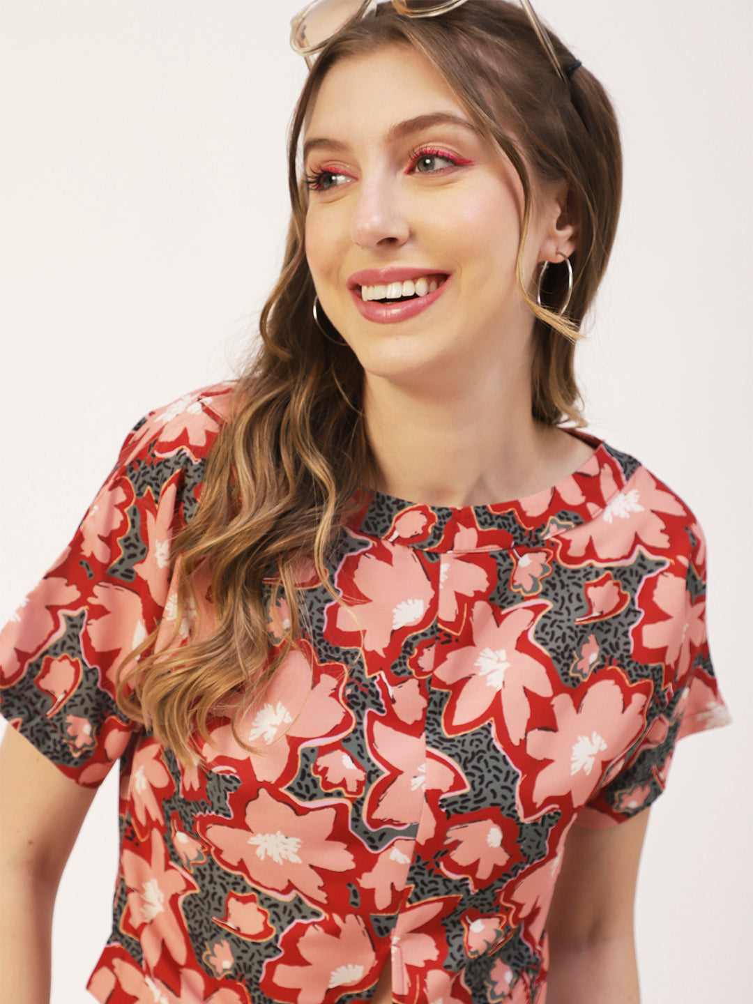 Printed Front Knot Crop