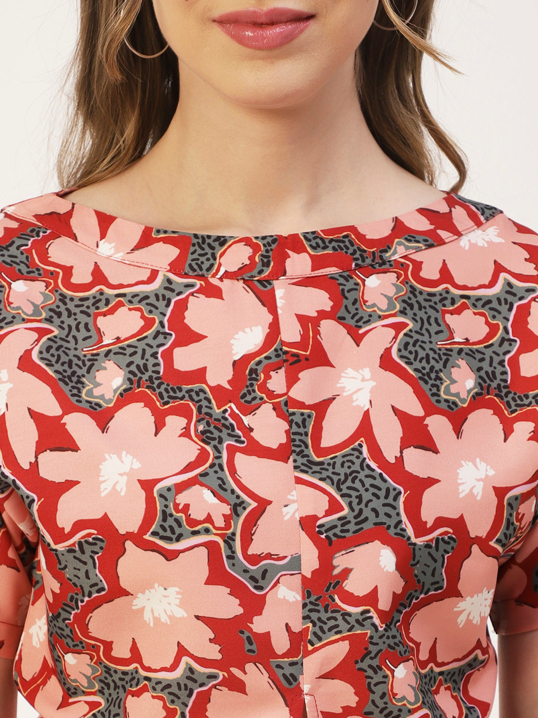 Printed Front Knot Crop