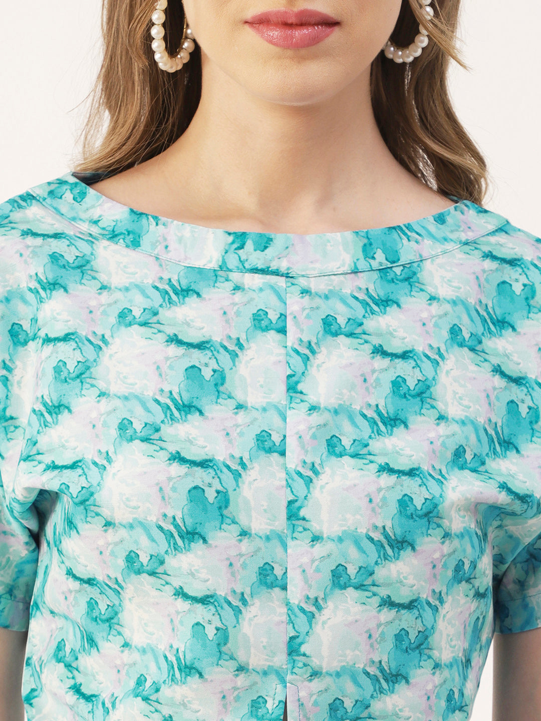 Printed Front Knot Crop