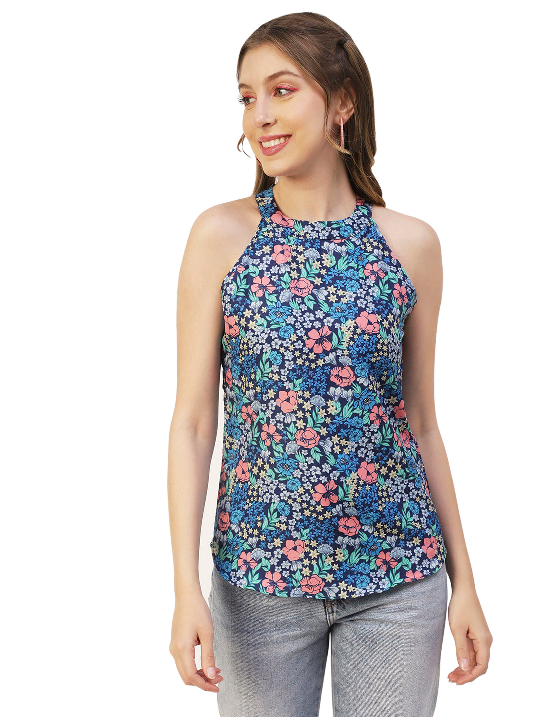 Printed Styled Back Top