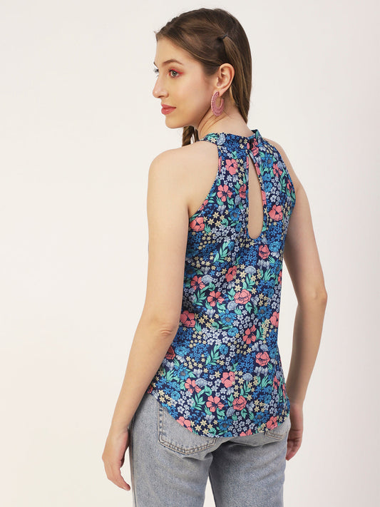 Printed Styled Back Top