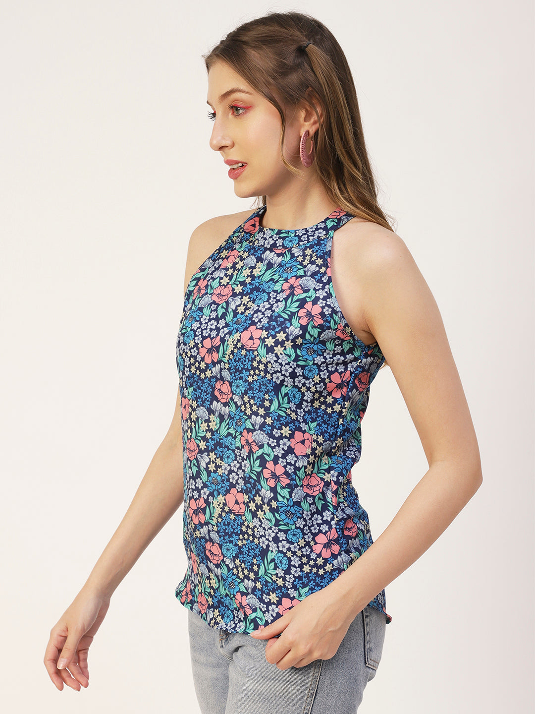 Printed Styled Back Top
