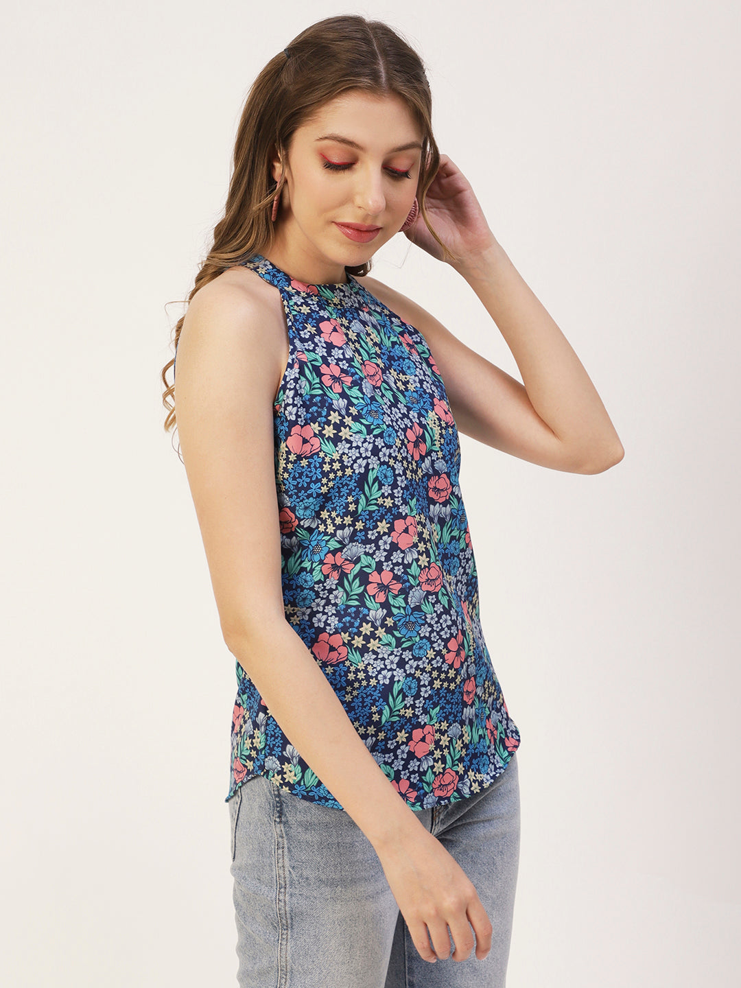 Printed Styled Back Top